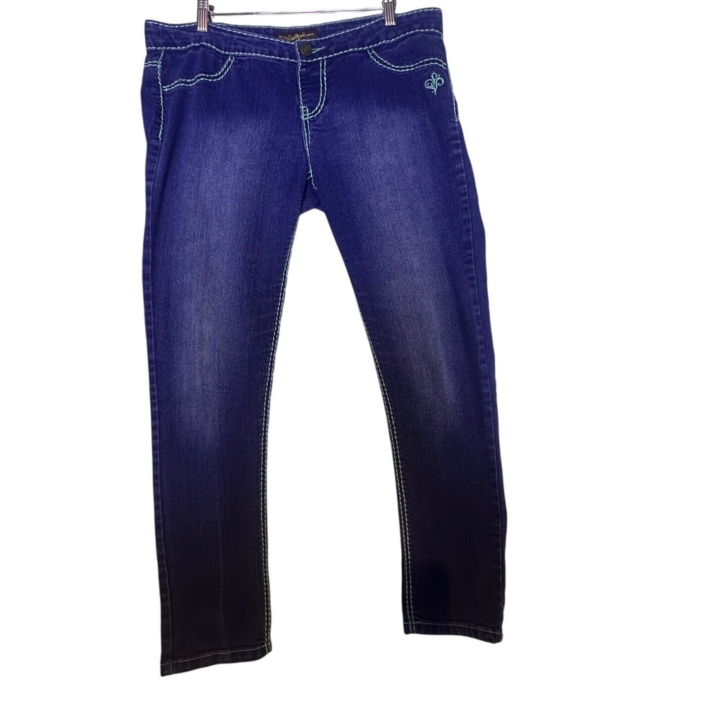 South Pole Women's‎ Blue Denim Jeans Embellished Accent Stitching Design